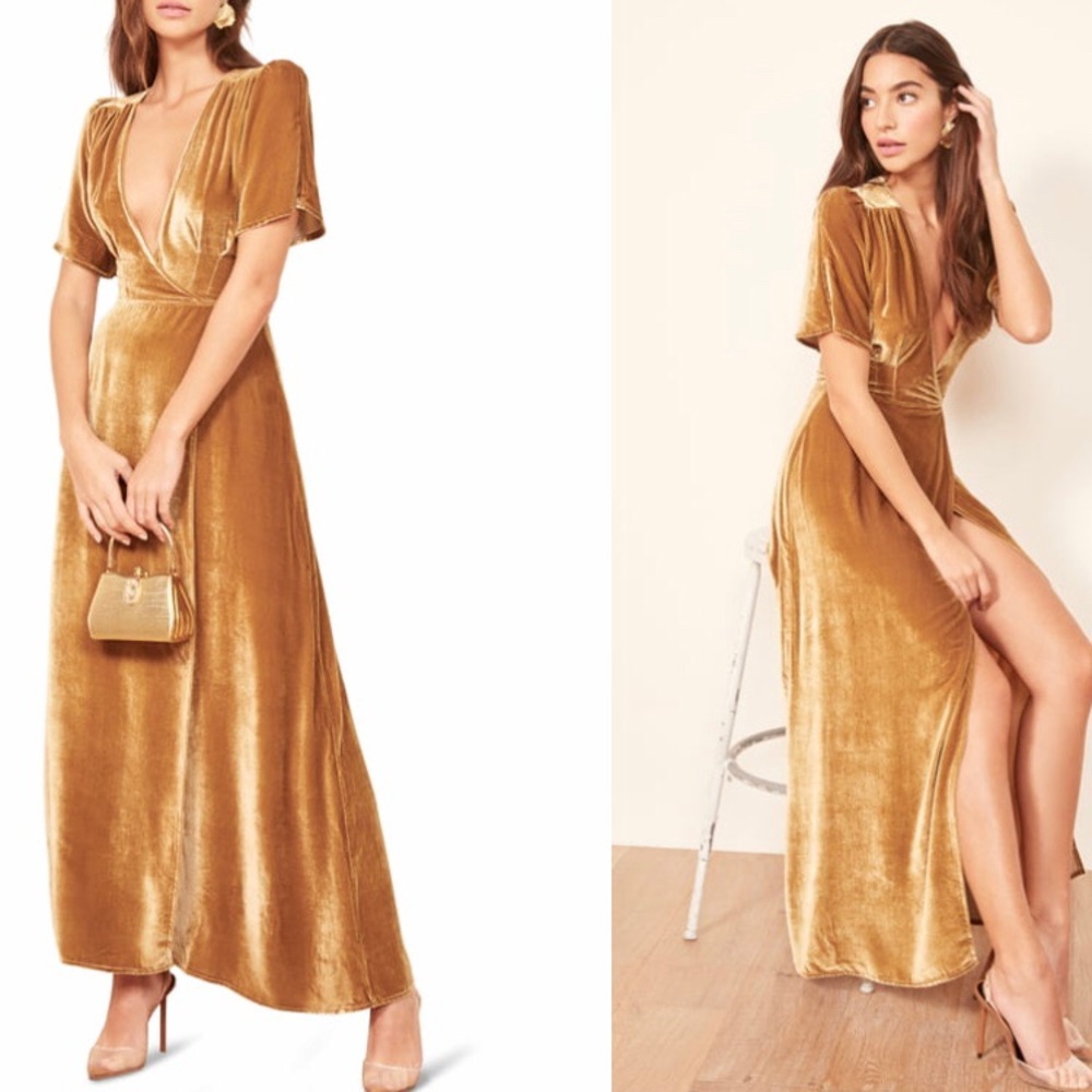REFORMATION Tiffany Maxi Velvet Dress Small